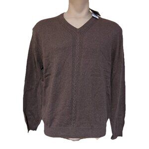 Quiet Luxury Tasso Elba Sweater  XL Cotton  Cashmere Brown V Neck  Sweater New